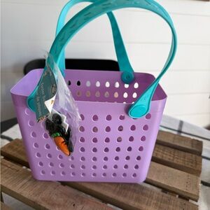 Viral Easter basket lavender Perforated Tote Teal Handles